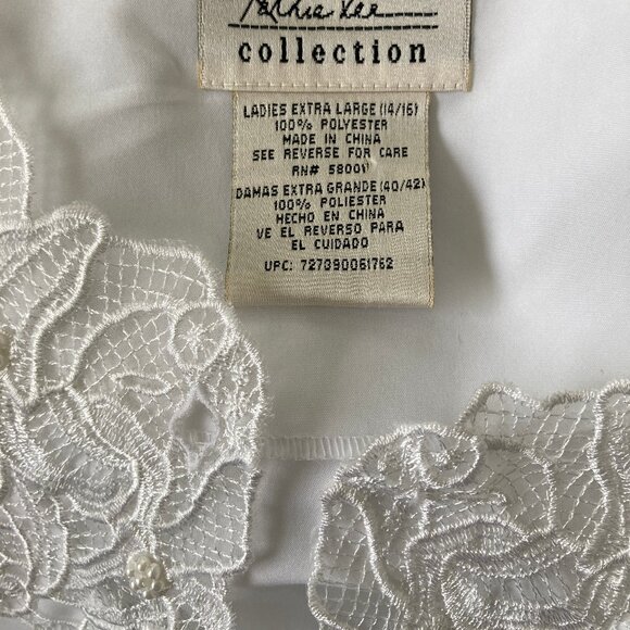 Kathi Lee Vintage White Long Sleeve Lace Trim Blouse 14/16 - Picture 7 of 7